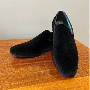 La Milano Alex Mens Black Velvet Loafers Red Sole Dress Shoes Size 9 A11907